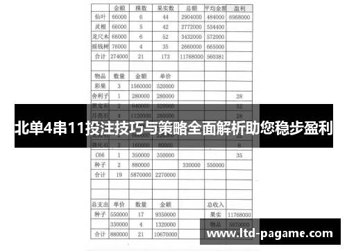 北单4串11投注技巧与策略全面解析助您稳步盈利