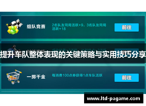 提升车队整体表现的关键策略与实用技巧分享 提升车队整体表现的关键策略与实用技巧分享